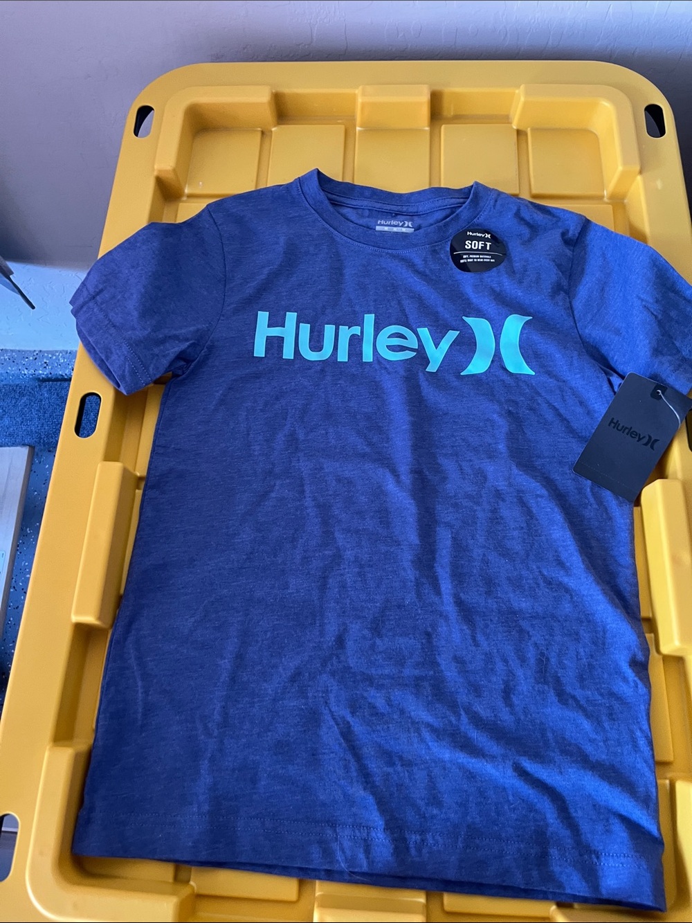 Hurley heather blueTee with Teal Logo nwt Boys m 10-12
